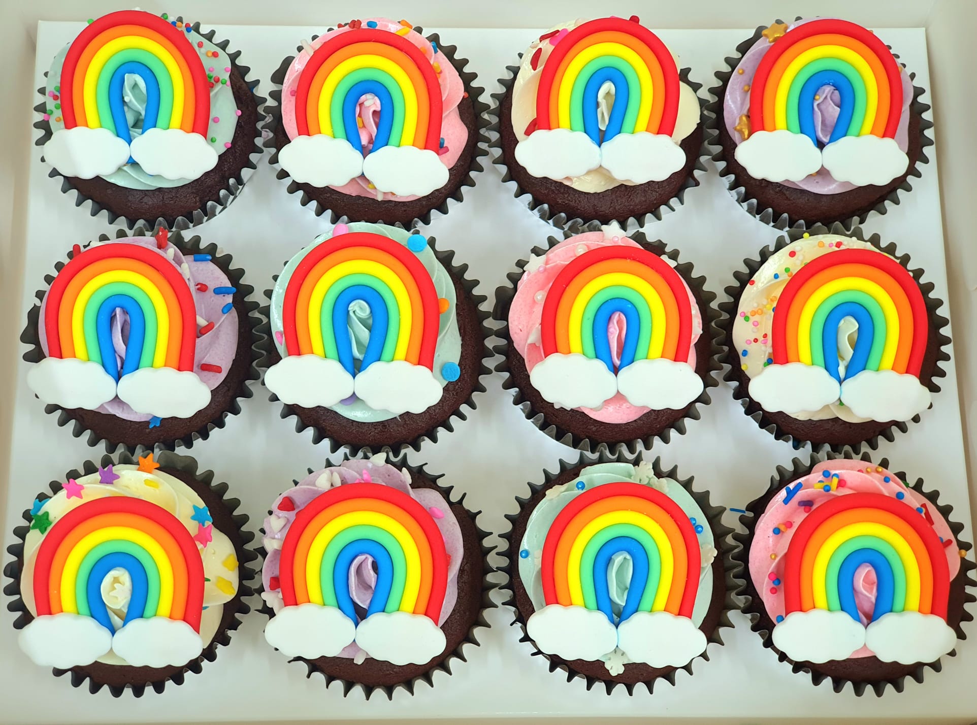 Rainbow Cupcakes Singapore (Box of 12) Vibrant Birthday Cake Delivery Cuppacakes Singapore