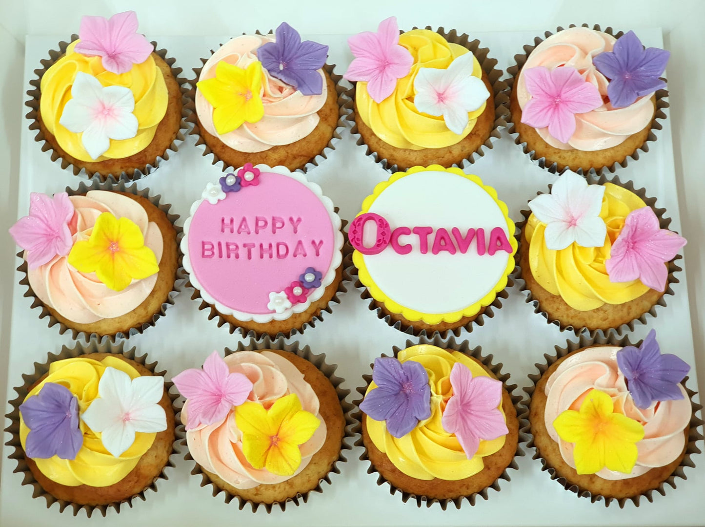 Sweet Floral Birthday Cupcakes (Box of 12)
