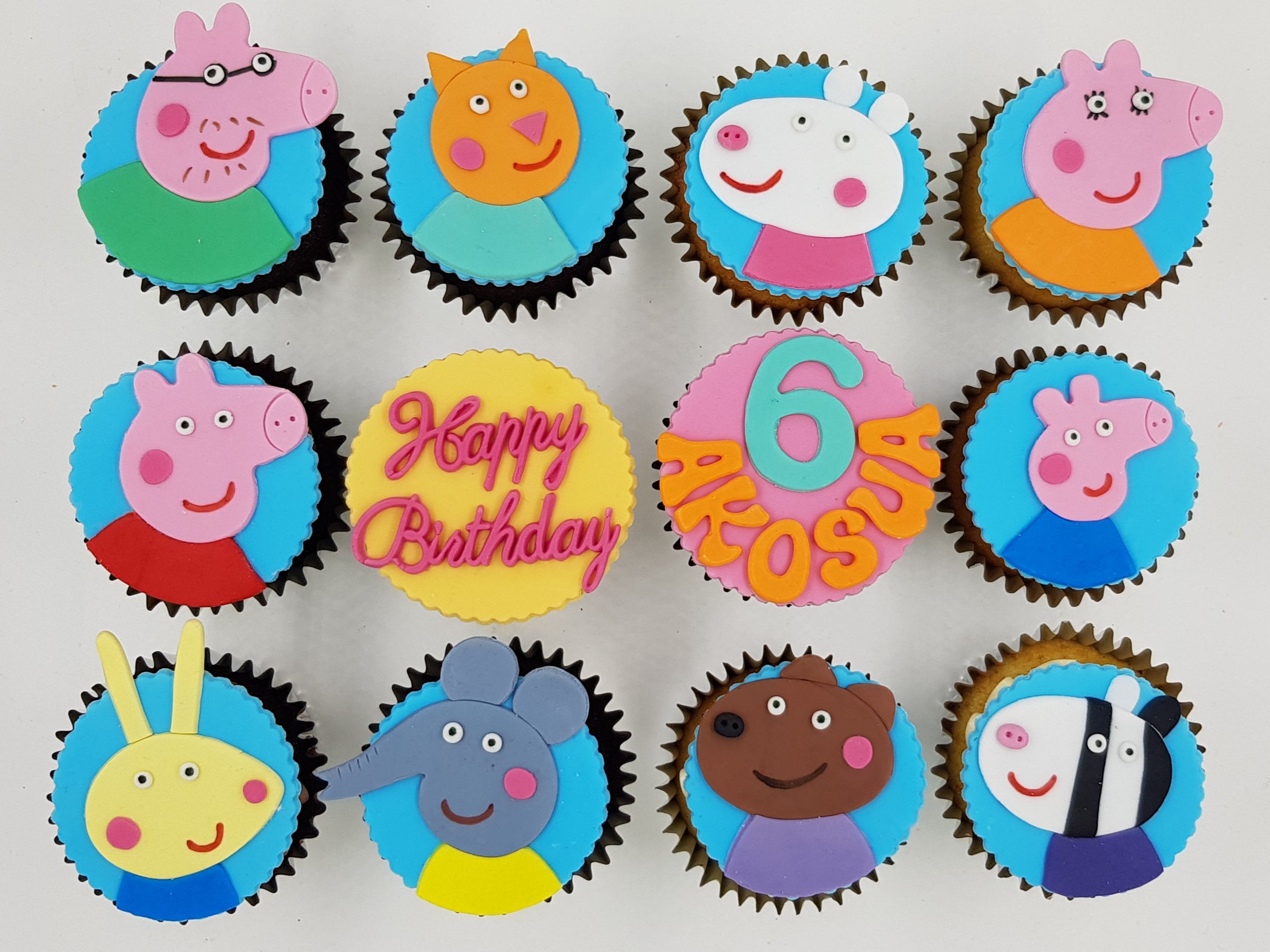 thumbnail image 2 of Peppa Pig Birthday Cake Cupcake Toppers 12pc Picks George Mom Dad Party Decorations 2 of 3