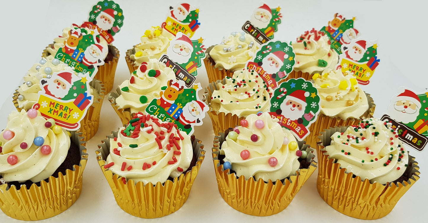 Christmas Cupcakes (Set of 12) - Colours of Christmas - Cuppacakes - Singapore's Very Own Cupcakes Shop