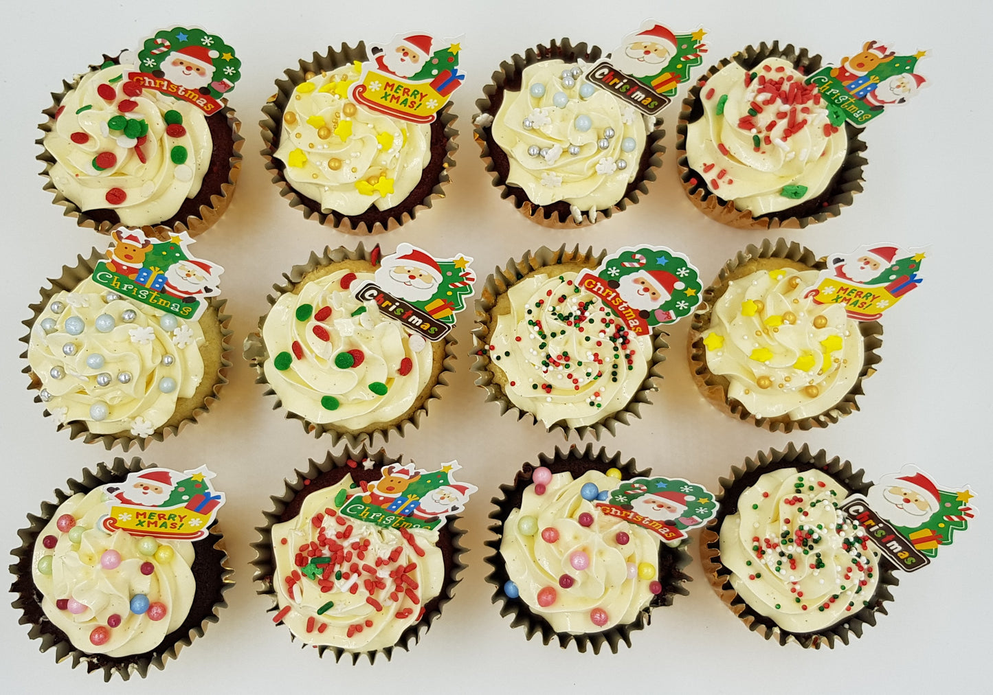 Christmas Cupcakes (Set of 12) - Colours of Christmas - Cuppacakes - Singapore's Very Own Cupcakes Shop