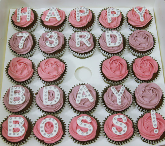 rosettes cupcakes alphabets red velvet
