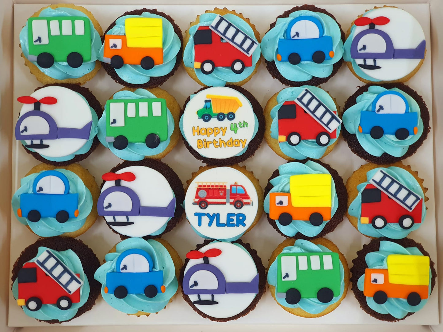 Transportation/ Vehicles Themed Mini Cupcakes (Box of 20)