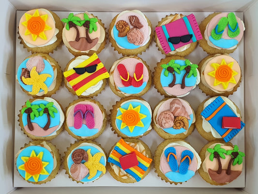 Beach Themed Mini Cupcakes (Box of 20)