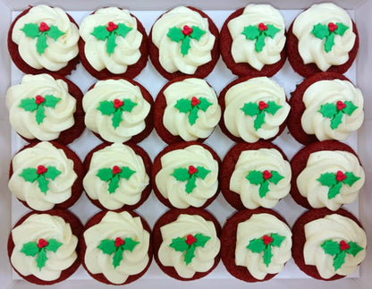 Christmas Mini Cupcakes (Box of 20) - Mistletoe