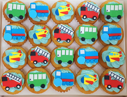 Transportation/ Vehicles Themed Mini Cupcakes (Box of 20)