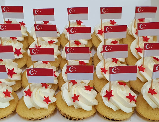 SG National Day Mini Cupcakes - Flag Topper (Box of 20)