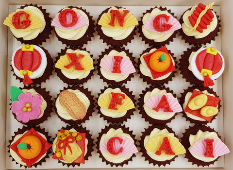 CNY Mini Cupcakes - Gong Xi Fa Cai (Box of 20) - Cuppacakes - Singapore's Very Own Cupcakes Shop